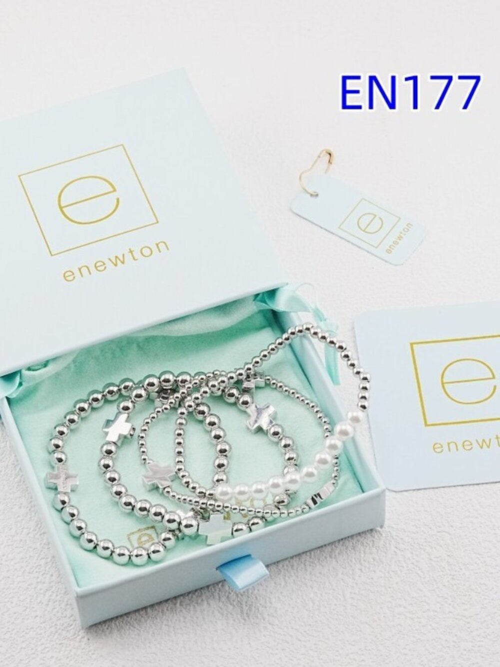 Enewton White Gold Cross Bracelet Set